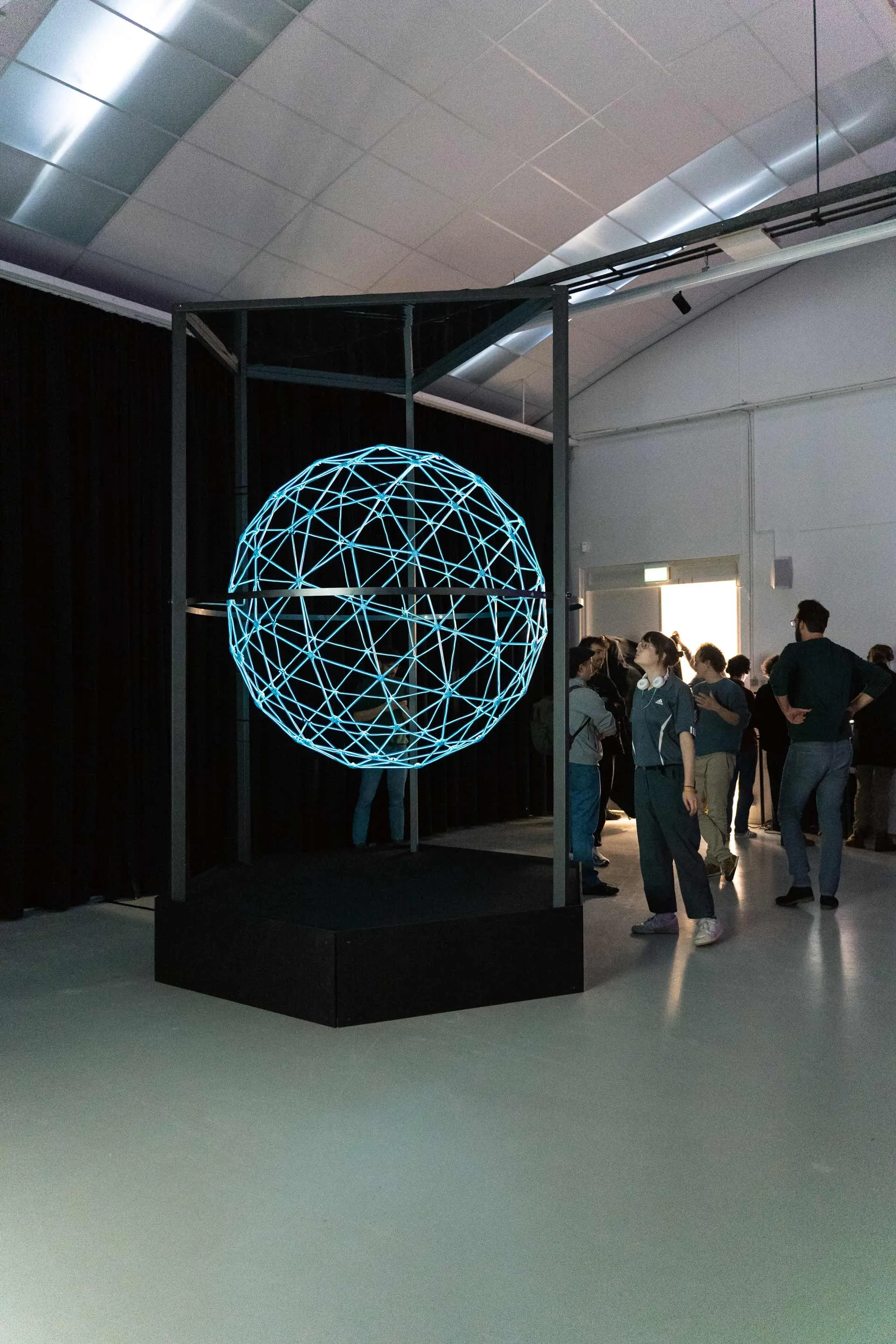 Interactive installation, design art technology, free standing, colossal, 8K, hyper realistic, photography