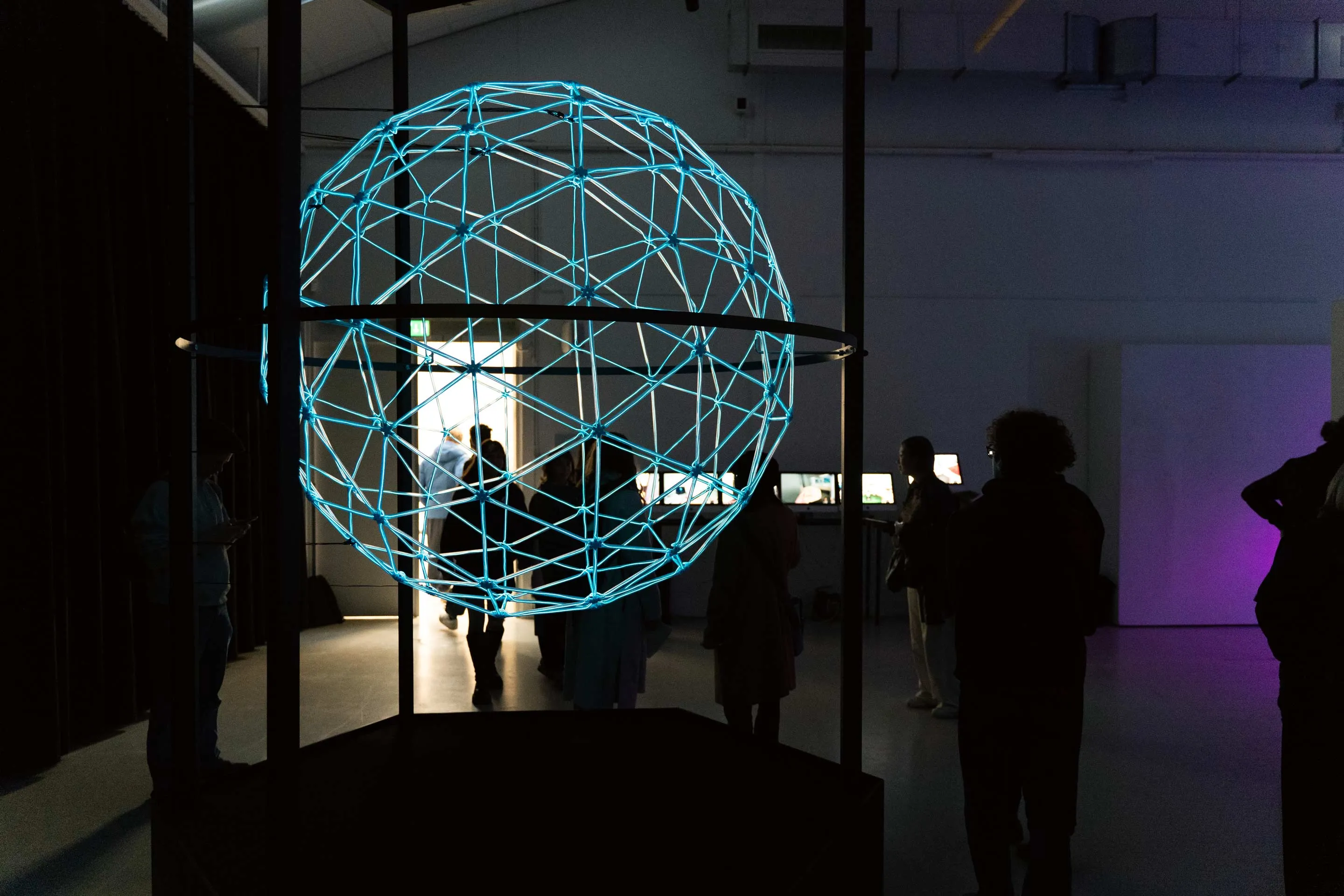 Interactive installation, design art technology, free standing, colossal, 8K, hyper realistic, photography