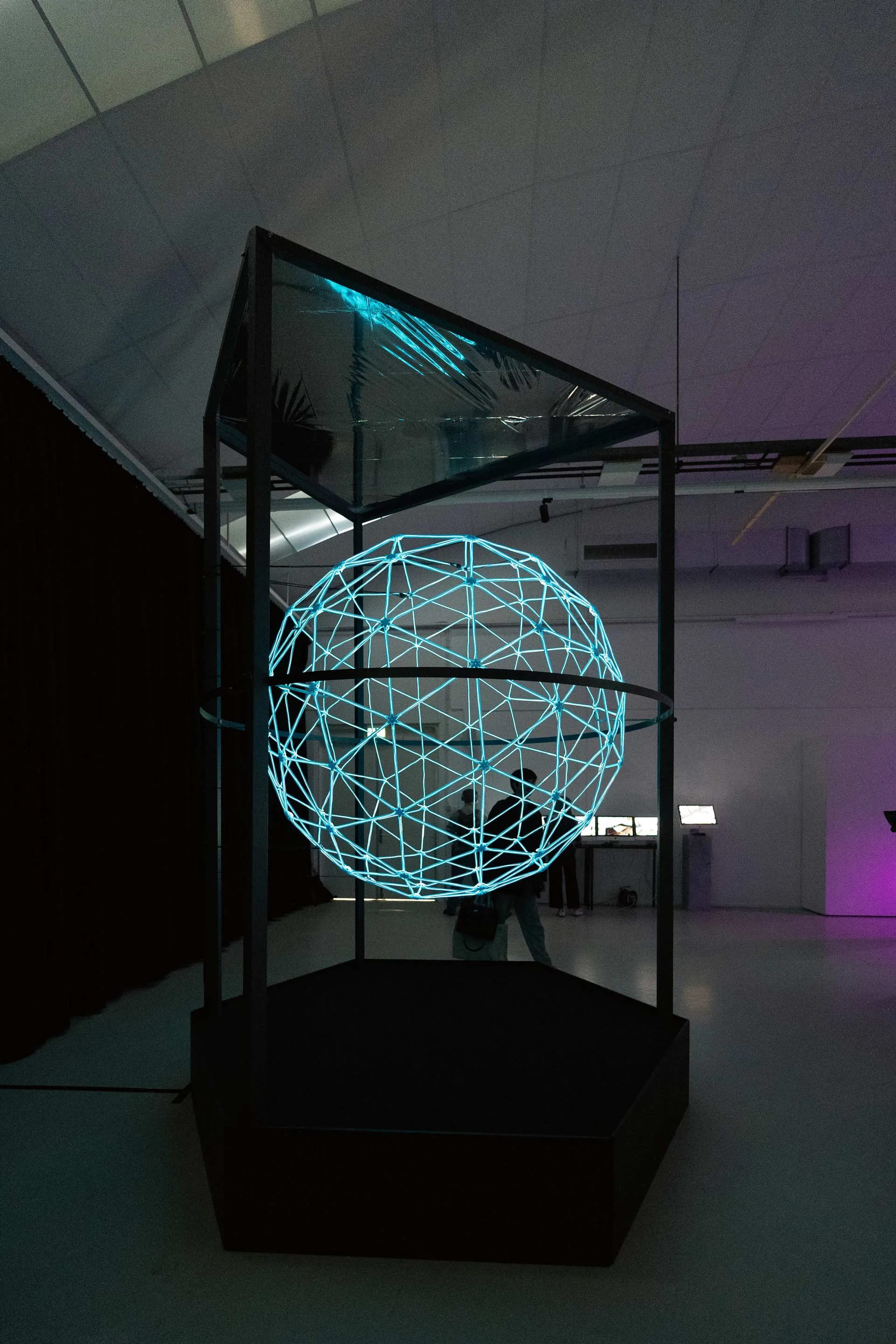 Interactive installation, design art technology, free standing, colossal, 8K, hyper realistic, photography