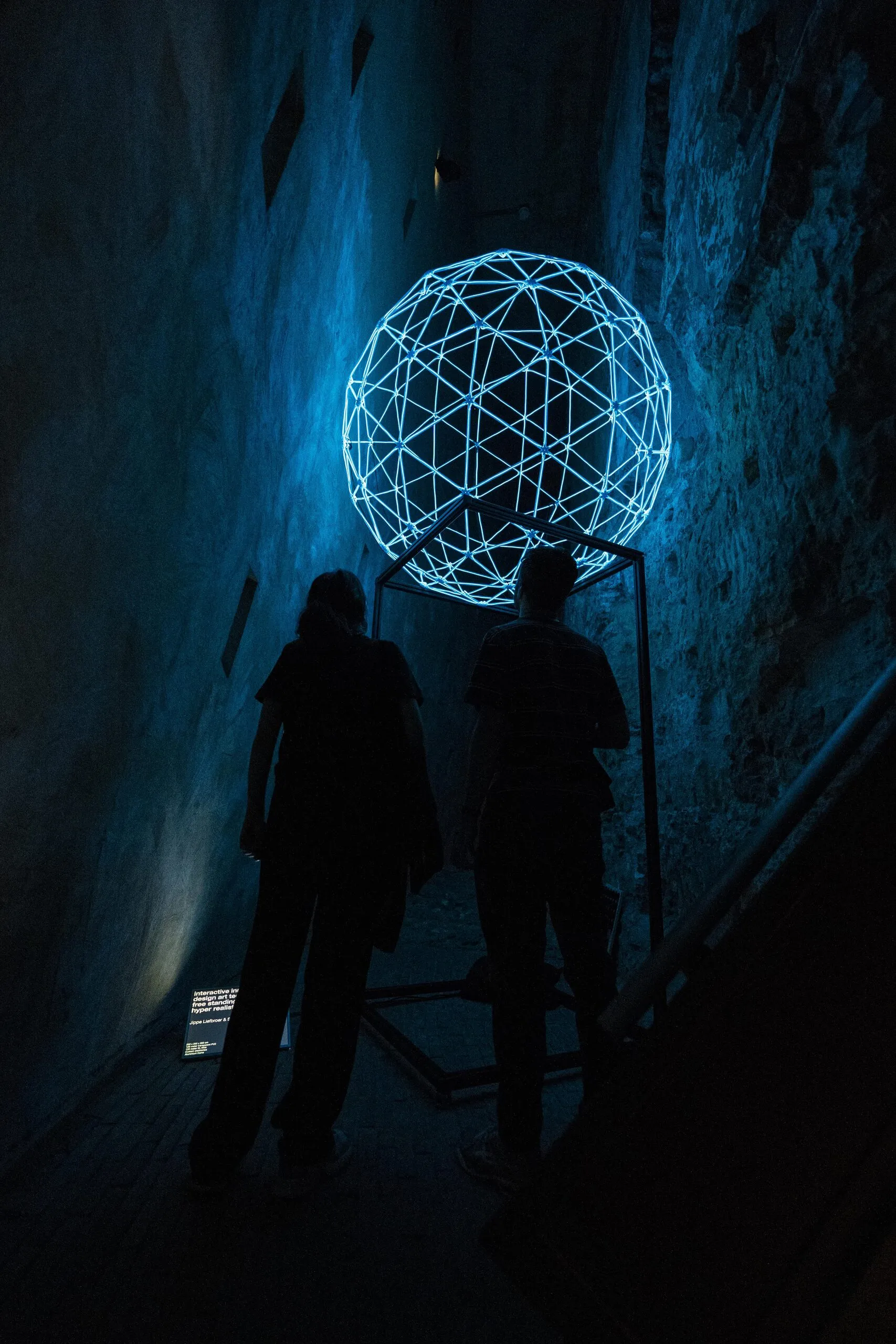 Interactive installation, design art technology, free standing, colossal, 8K, hyper realistic, photography